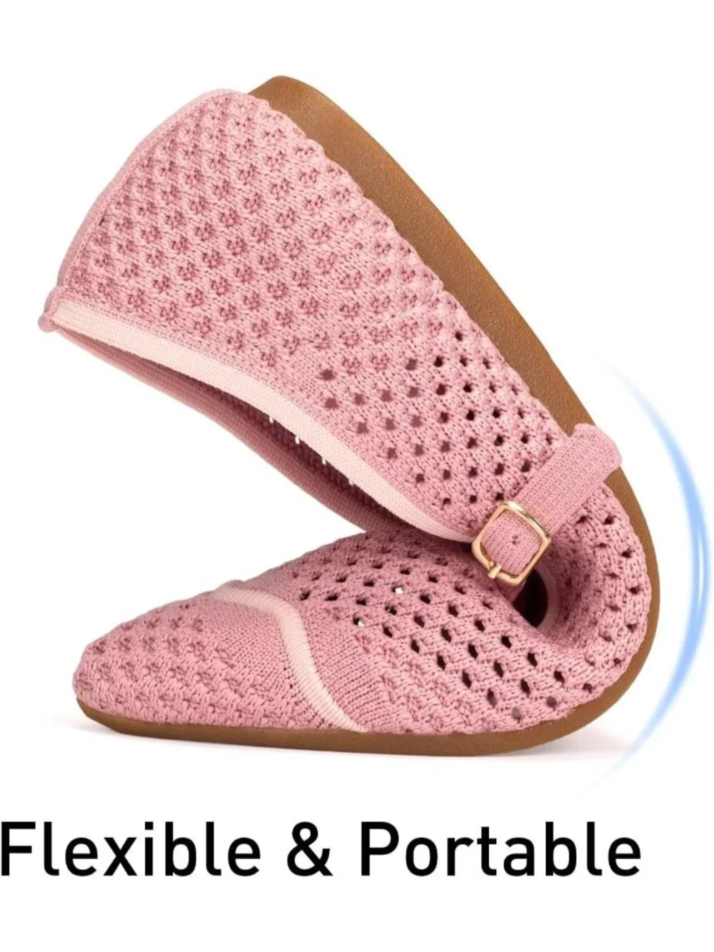 Women's Pink Mesh Ballet Flats Comfy Washable Flexible Breathable Casual